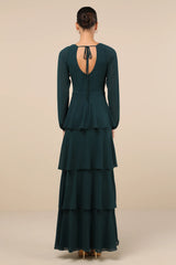 Flawless Excellence Rusty Rose Tiered Long Sleeve Maxi Dress