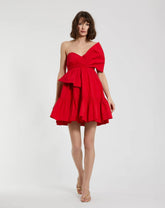 Red Faille Strapless Twist Bow Mini Dress