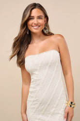 Matilde Ivory Textured Knit Bodycon Midi Dress