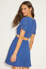Blissful Love Blue Cutout Mini Skater Dress