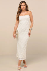 Matilde Ivory Textured Knit Bodycon Midi Dress