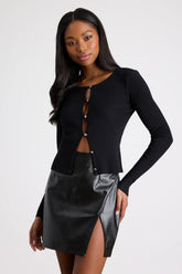 Walking the Walk Black Vegan Leather Mini Skirt