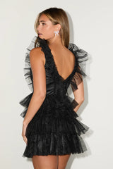 Striking Sensation Yellow Tulle Tiered Ruffled Mini Dress