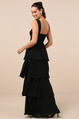Carlynda Black Tiered Bustier Maxi Dress