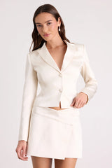 Harris Ivory Satin Low-Rise Mini Skirt