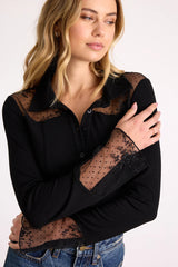 Wynette Ivory Sheer Embroidered Button-Up Top