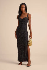 A-Lister Black Rhinestone Bustier Maxi Dress