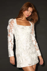 Masterfully Eloquent Black 3D Floral Mini Dress