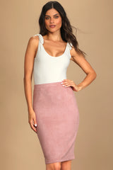 Superpower Black Suede Pencil Skirt