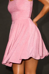 Best Date Ever Light Blue Metallic Skater Mini Dress