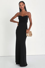 Iconic Arrival Black Strapless Bustier Mermaid Maxi Dress