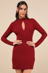 Sultry Favorite Dark Red Backless Mini Dress