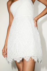 Markia White Lace Strapless Mini Dress