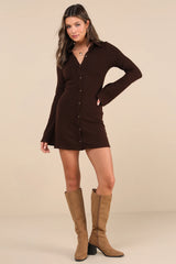 Cuddly Sweetness Heather Green Button-Front Sweater Mini Dress