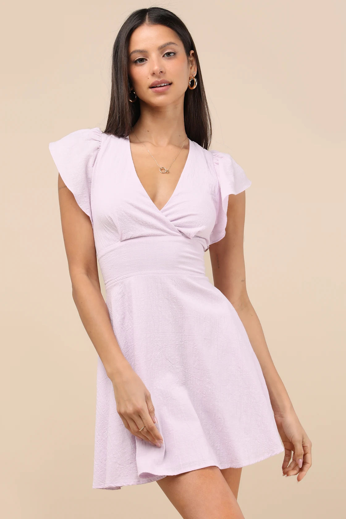 Sweeten Me Up White Flutter Sleeve Mini Dress With Pockets