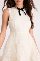 Charmaine Cream Lace Sleeveless Skater Mini Dress