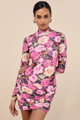 Prettiest Energy Black Mesh Long Sleeve Mini Dress