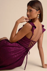 Arlaith Navy Jacquard Lace-Up Corset Maxi Dress