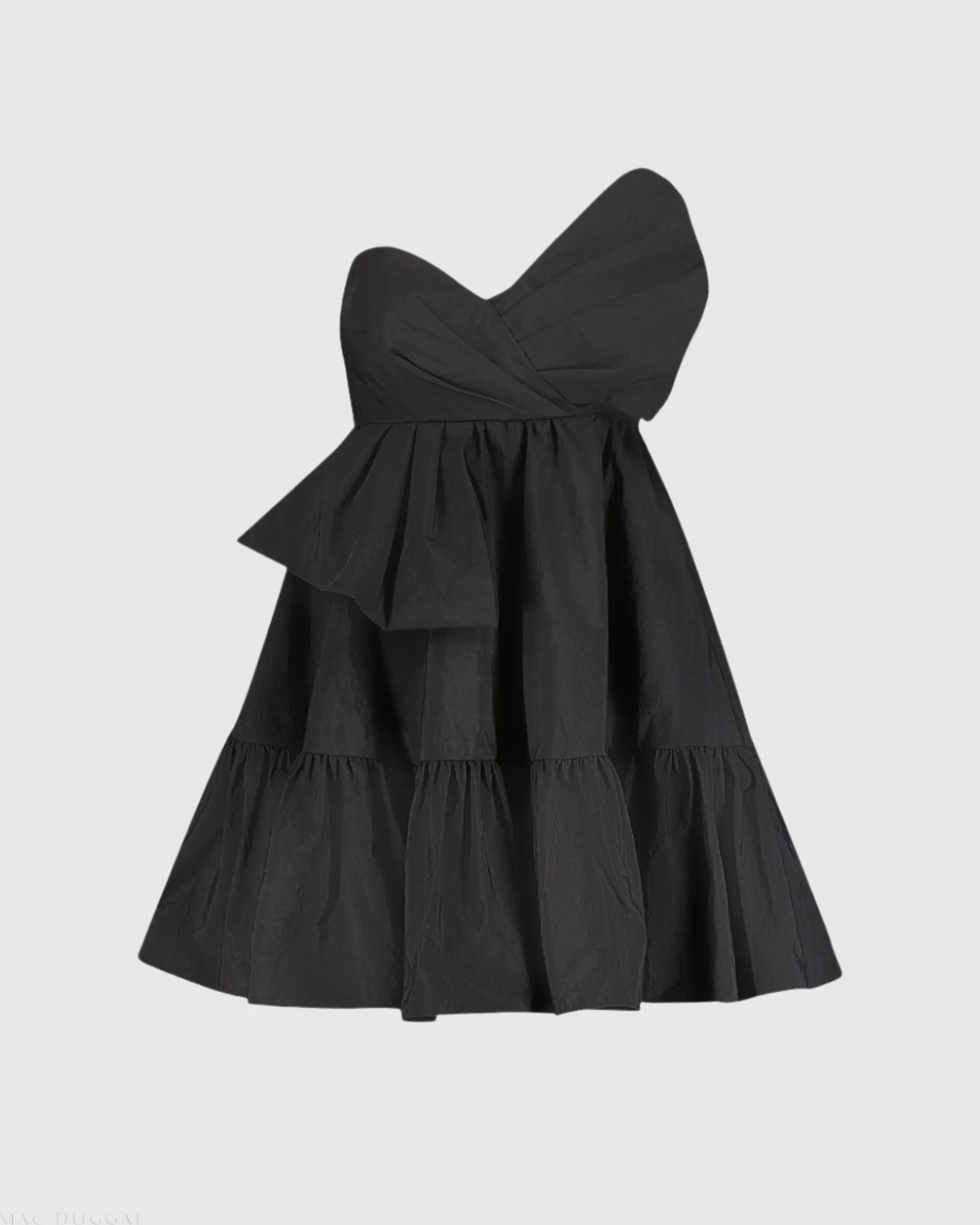Black Faille Strapless Twist Bow Mini Dress