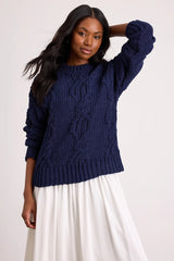 Quinna Navy and Ivory Mixed Media Maxi Dress