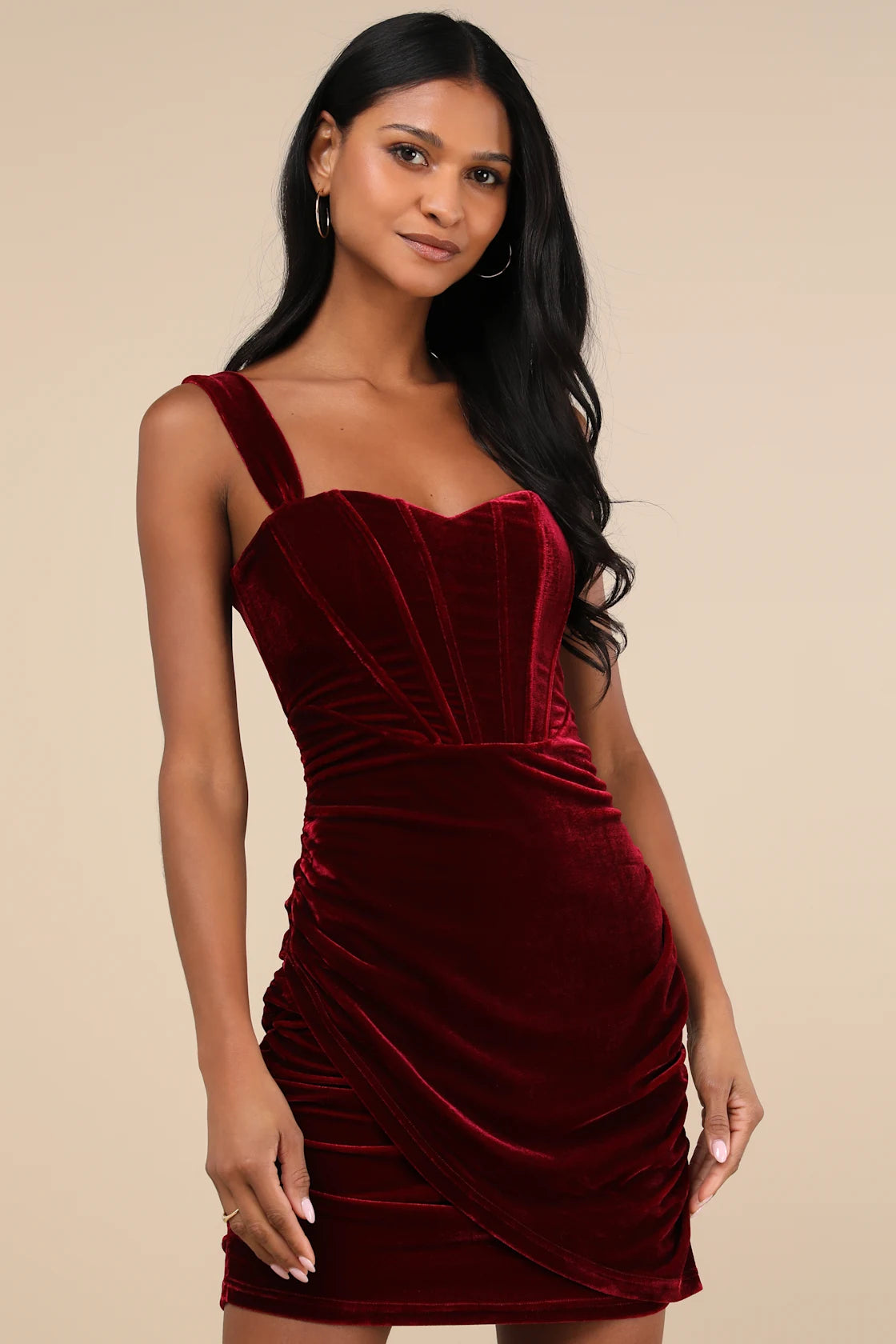 Opulent Mood Emerald Velvet Bustier Mini Dress