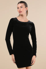 Captivating Muse Black Velvet Tie-Back Mini Dress