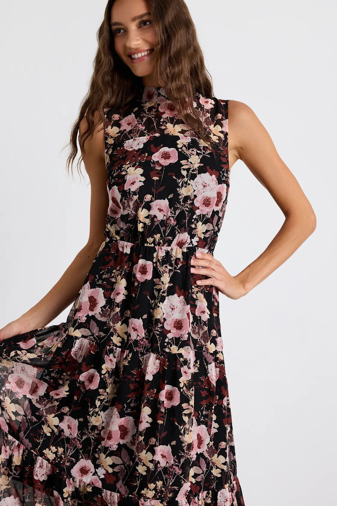 In My Dreams Mauve Floral Print Midi Dress