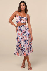 Floating Through Flowers Multi Floral Two-Piece Midi Dress