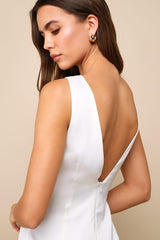 Elevated Appearance Black Satin Open Back Mini Dress