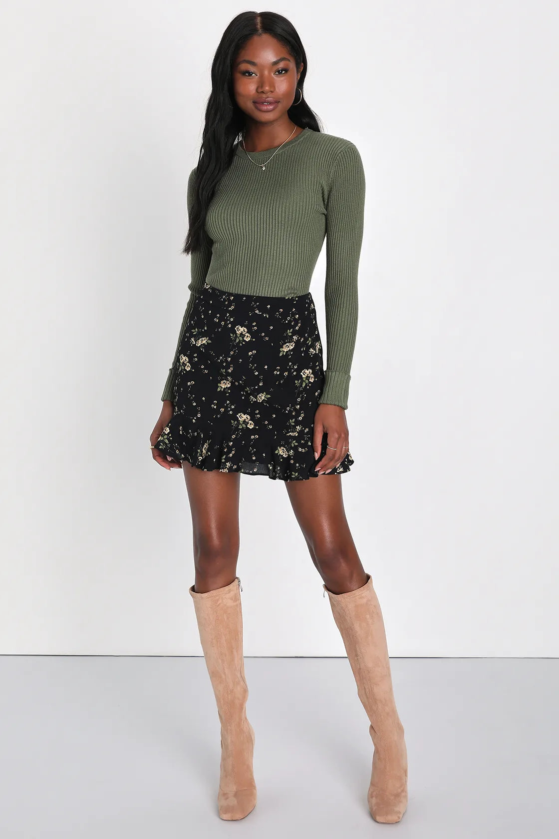 Karlee Dark Teal Blue Ribbed Knit Long Sleeve Sweater Top