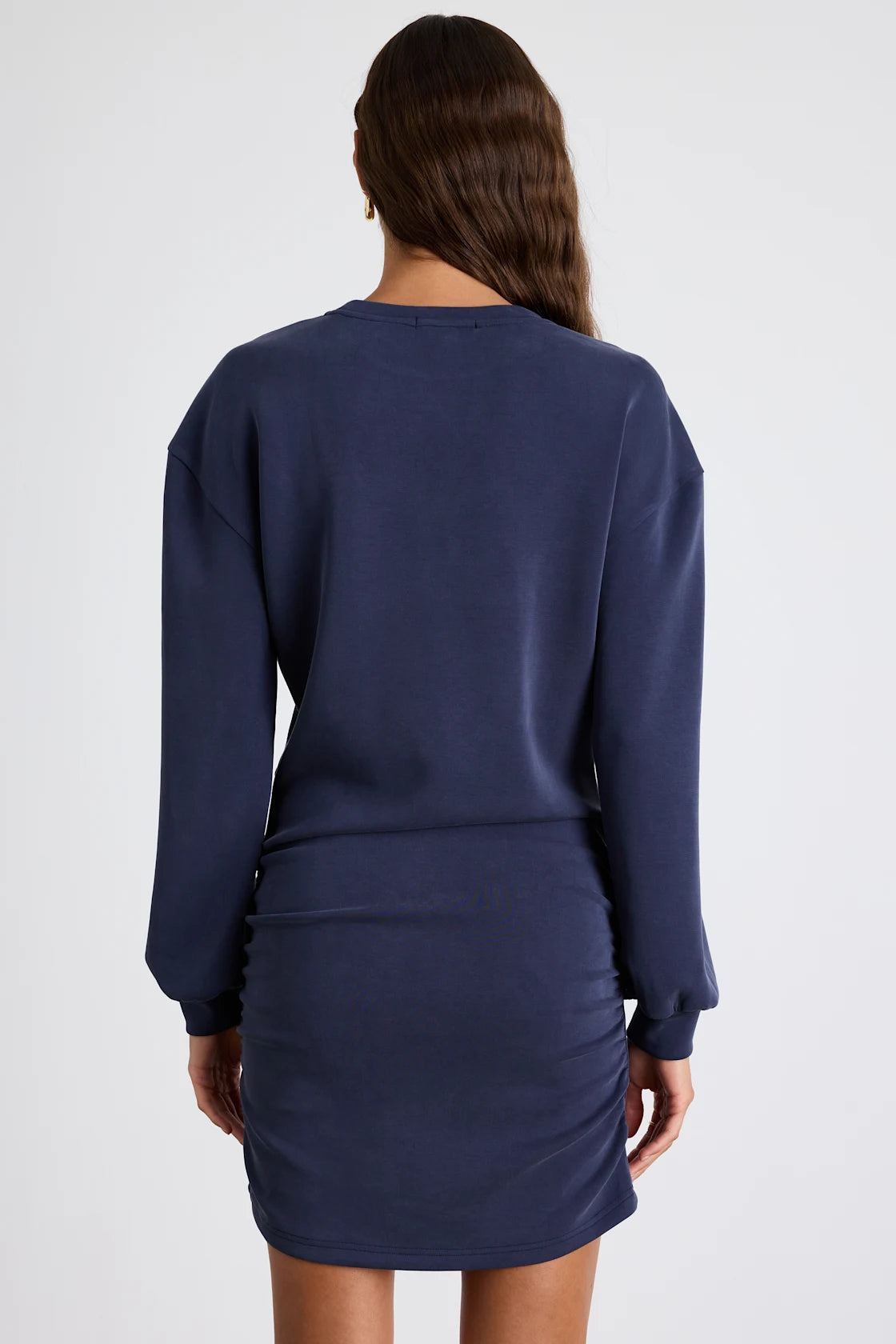 Bellamy Navy Jersey Knit Long Sleeve Mini Dress