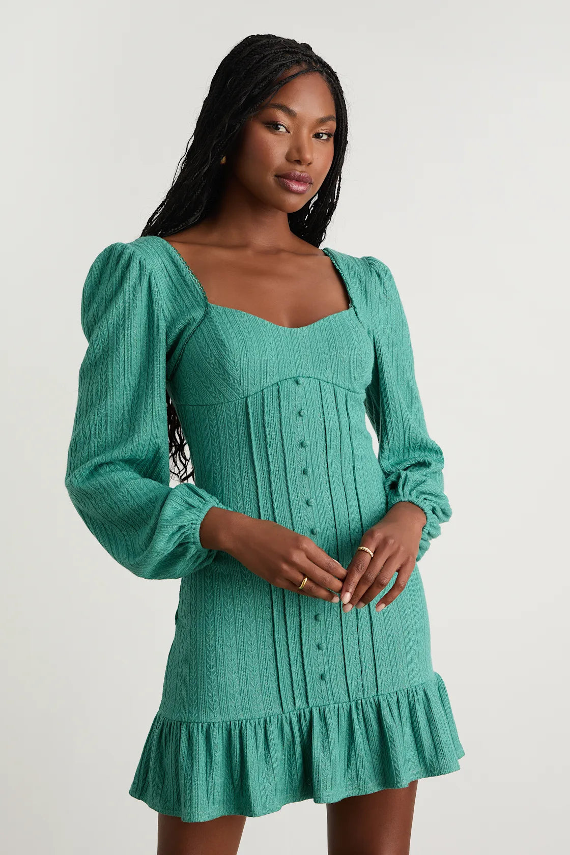 Coveted Sweetness Cream Pointelle Knit Long Sleeve Mini Dress