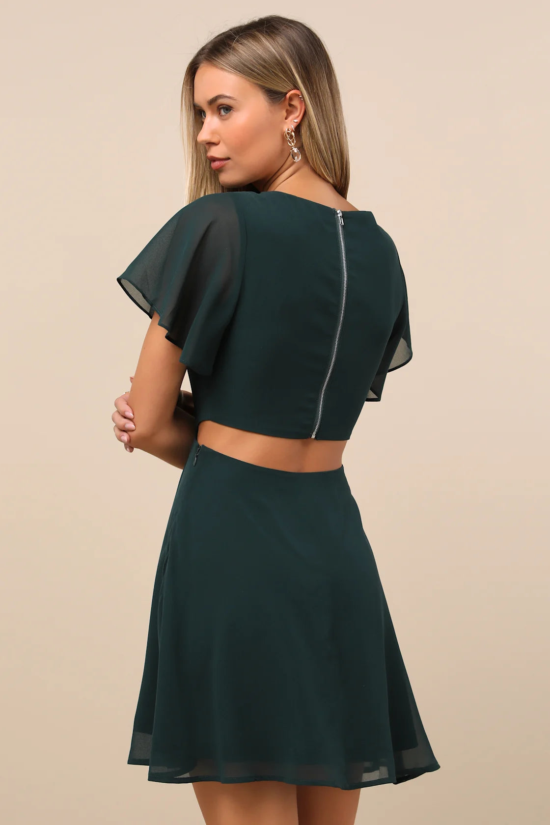 Blissful Love Blue Cutout Mini Skater Dress