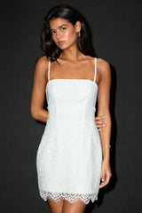 Joey White Lace Sleeveless Mini Dress