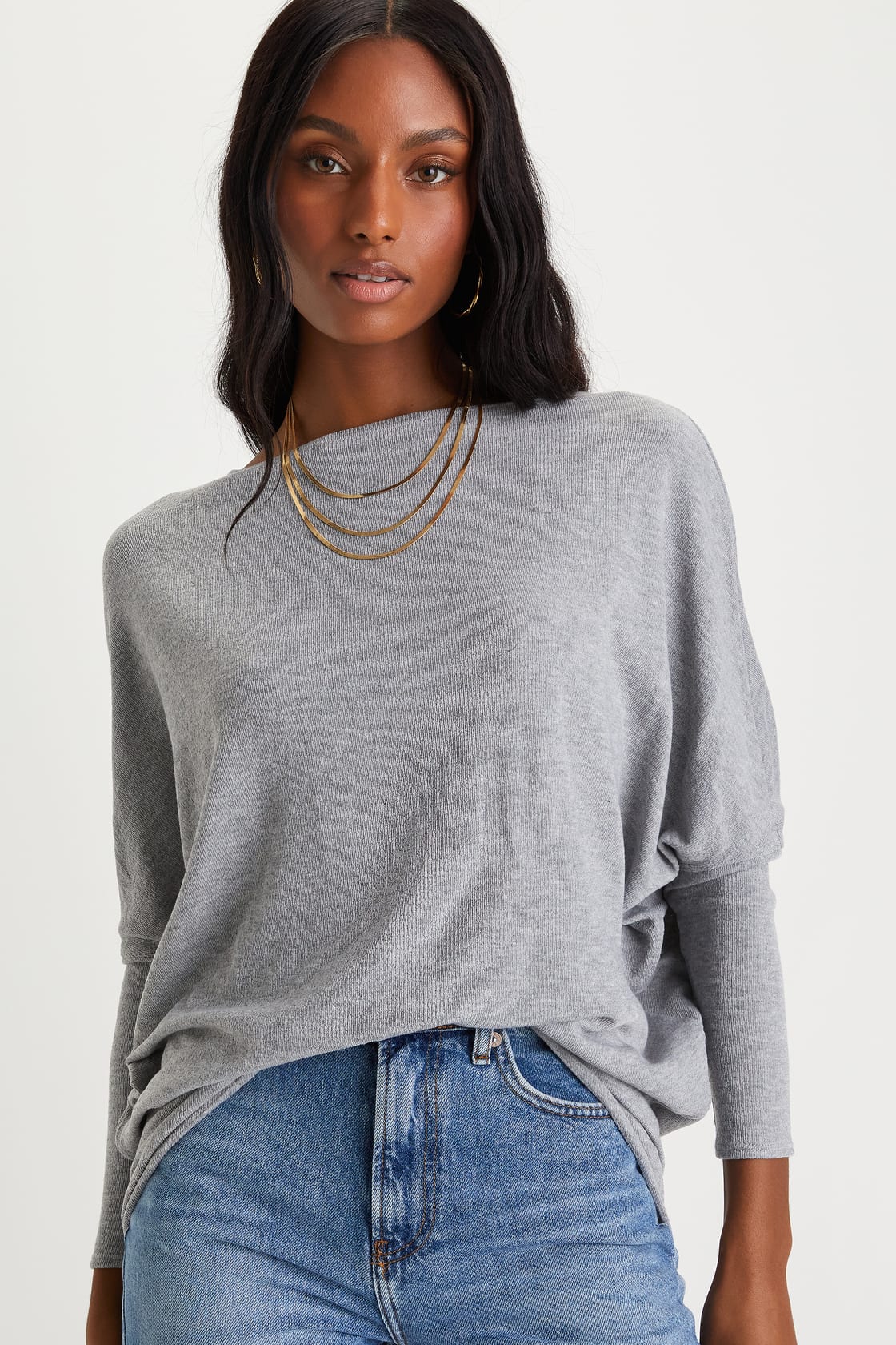 Verla Beige Dolman Sleeve Sweater Top