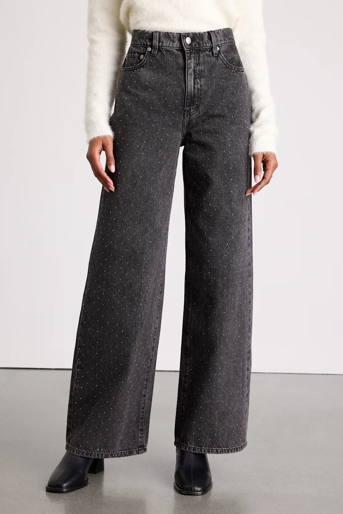 Wanderer Washed Black Studded Wide-Leg Jeans
