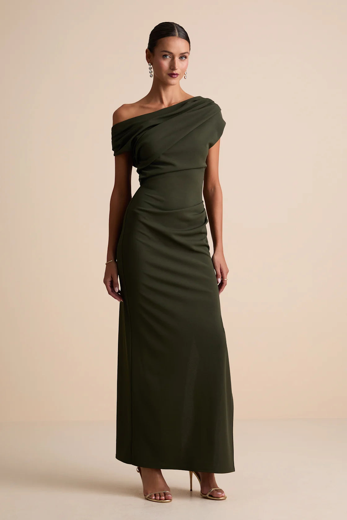 Janine Navy Asymmetrical Maxi Dress