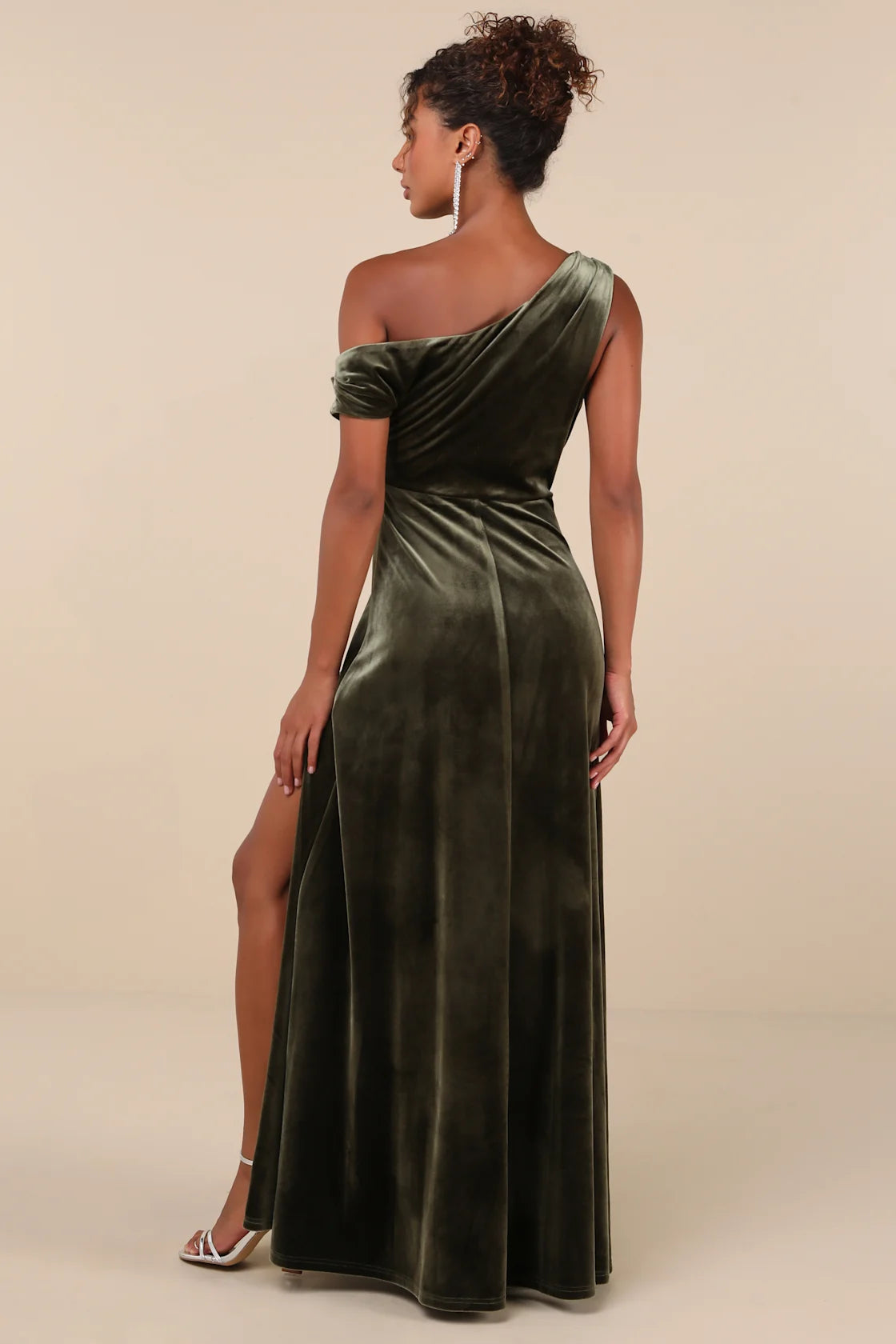 Coveted Confidence Black Velvet Asymmetrical Maxi Dress