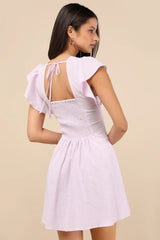 Sweeten Me Up White Flutter Sleeve Mini Dress With Pockets