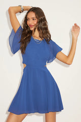 Blissful Love Blue Cutout Mini Skater Dress