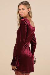 Joyful Poise Navy Blue Velvet Long Sleeve Mini Dress