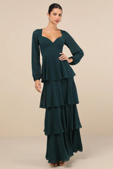 Flawless Excellence Rusty Rose Tiered Long Sleeve Maxi Dress