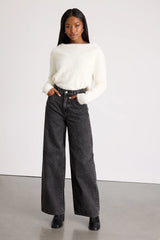 Wanderer Washed Black Studded Wide-Leg Jeans