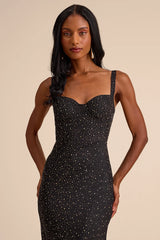 A-Lister Black Rhinestone Bustier Maxi Dress
