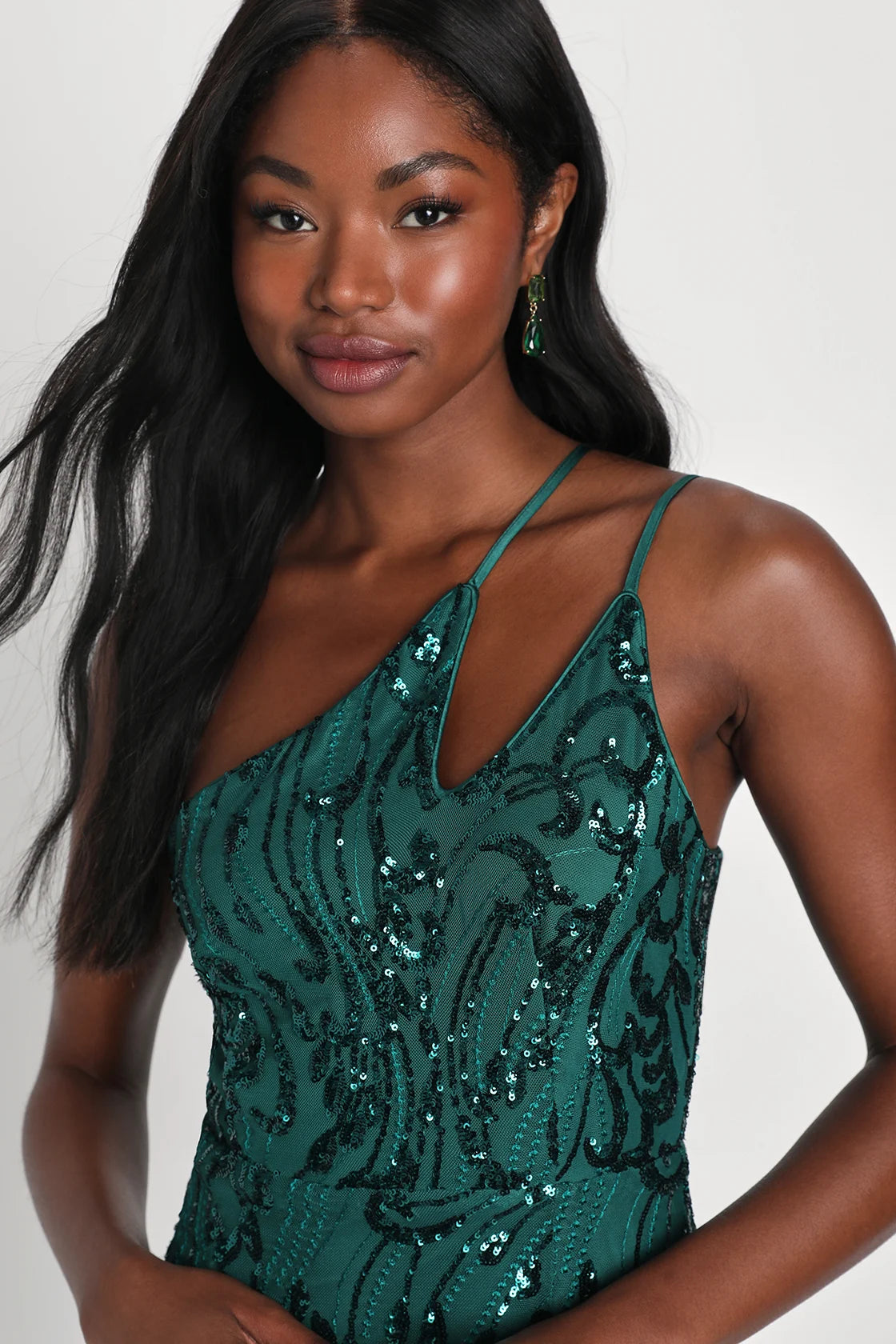 Alluring Shine Purple Sequin One-Shoulder Mini Dress