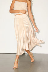 Sophisticated Vision Plum Satin Pleated Midi Skirt