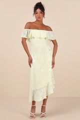 Pretty Perfect Navy Floral Burnout Off-The-Shoulder Midi Dress