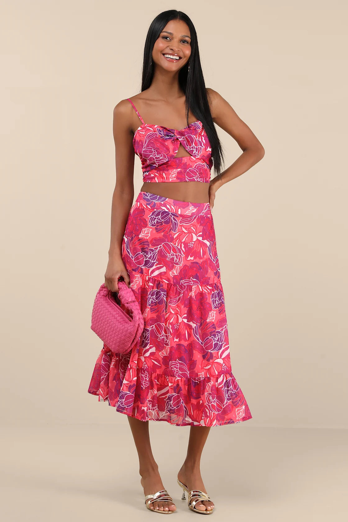 Floating Through Flowers Multi Floral Two-Piece Midi Dress