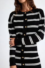 Maudie Black and White Striped Sweater Mini Dress
