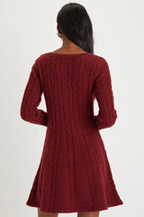 Sweetly Seasonal Beige Cable Knit Sweater Mini Dress